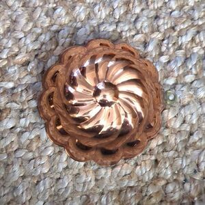 Vintage Copper Tin Lined Mold Wall Decor Jello or Cakes Brass Hook Euro Kitchen